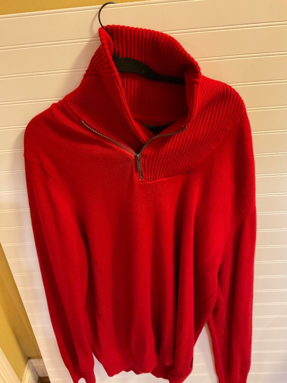 John Ashford Men’s XXL Red 100% Cotton Quarter Zip Pullover Sweater